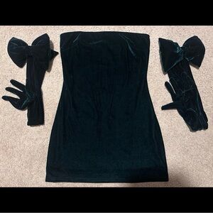 Sugar Thrillz Dolls Kill ‘PRETTY PERFECTION’ Green Velvet Velour Dress NWT XL